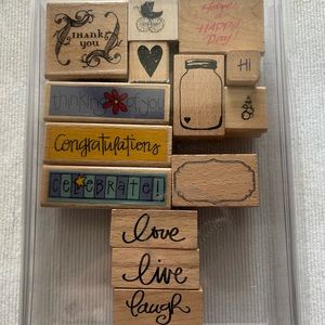 Miscellaneous Collection of 14 Rubber Stamps
